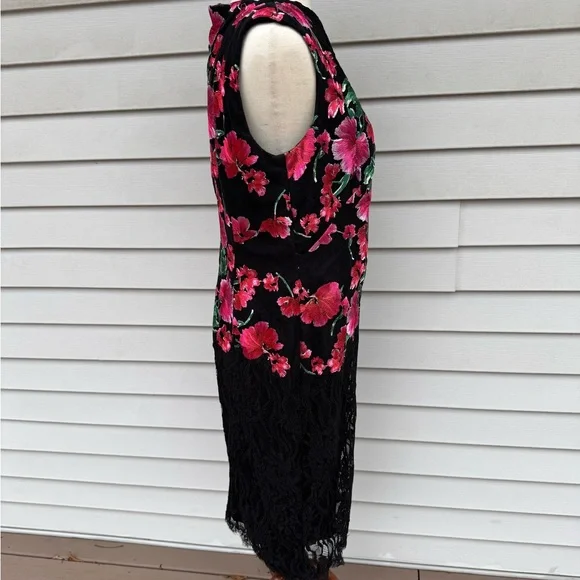 Tadashi Shoji floral Embroidered Sheath cocktail Dress - Picture 4 of 8